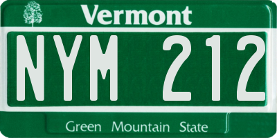VT license plate NYM212