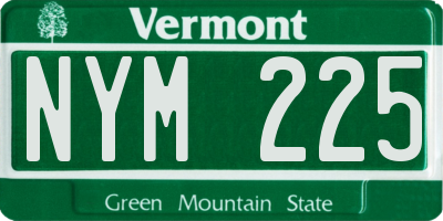VT license plate NYM225