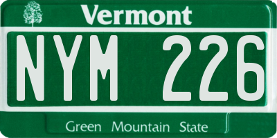 VT license plate NYM226
