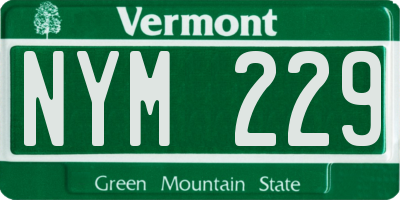 VT license plate NYM229