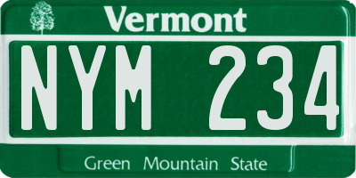 VT license plate NYM234