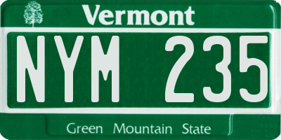 VT license plate NYM235