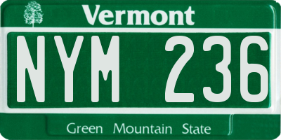 VT license plate NYM236