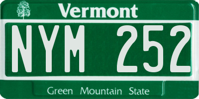VT license plate NYM252