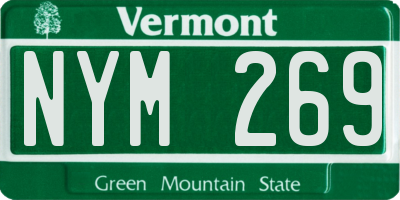 VT license plate NYM269