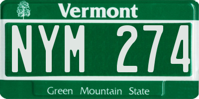 VT license plate NYM274