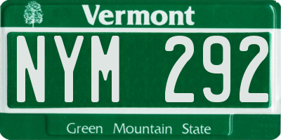VT license plate NYM292