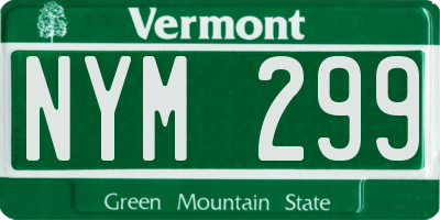 VT license plate NYM299