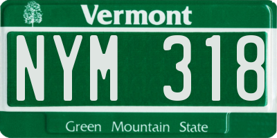 VT license plate NYM318