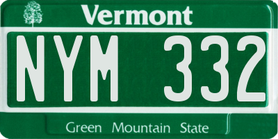 VT license plate NYM332
