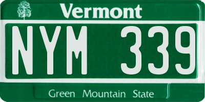 VT license plate NYM339