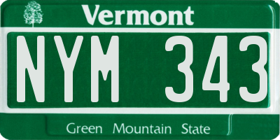 VT license plate NYM343