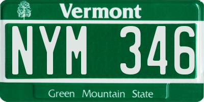 VT license plate NYM346