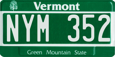 VT license plate NYM352