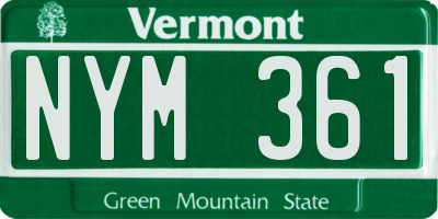 VT license plate NYM361