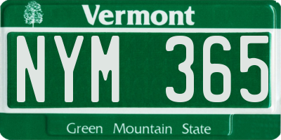 VT license plate NYM365