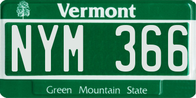 VT license plate NYM366