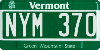VT license plate NYM370