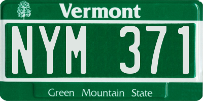 VT license plate NYM371