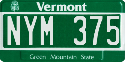 VT license plate NYM375