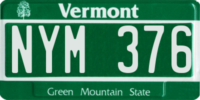 VT license plate NYM376
