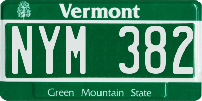 VT license plate NYM382