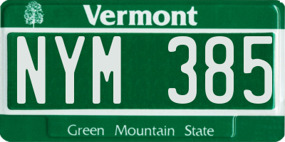 VT license plate NYM385