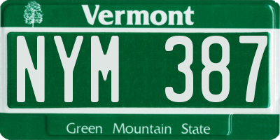 VT license plate NYM387