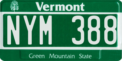 VT license plate NYM388