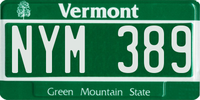 VT license plate NYM389