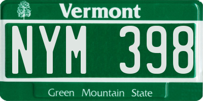 VT license plate NYM398