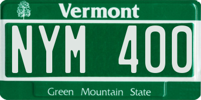 VT license plate NYM400