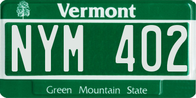 VT license plate NYM402