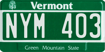 VT license plate NYM403