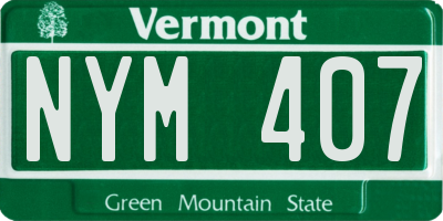 VT license plate NYM407