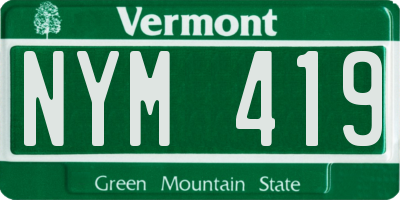 VT license plate NYM419