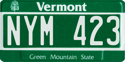 VT license plate NYM423