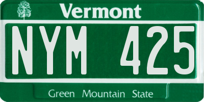 VT license plate NYM425
