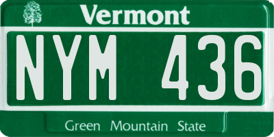 VT license plate NYM436