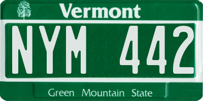 VT license plate NYM442