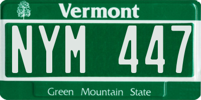 VT license plate NYM447
