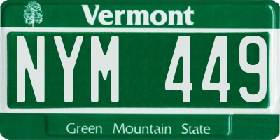 VT license plate NYM449