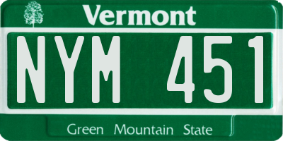 VT license plate NYM451