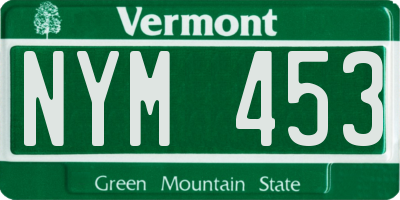 VT license plate NYM453