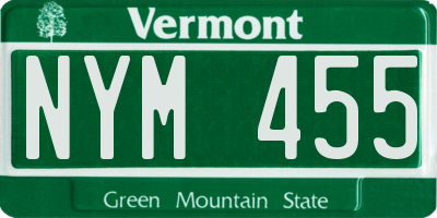 VT license plate NYM455