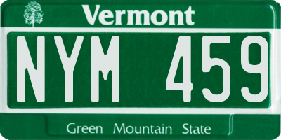 VT license plate NYM459