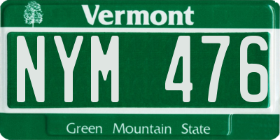VT license plate NYM476