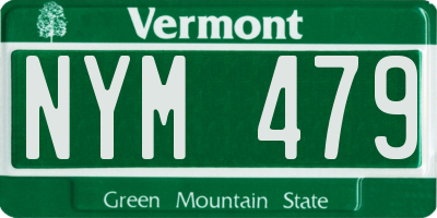 VT license plate NYM479