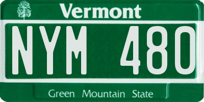 VT license plate NYM480