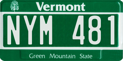 VT license plate NYM481
